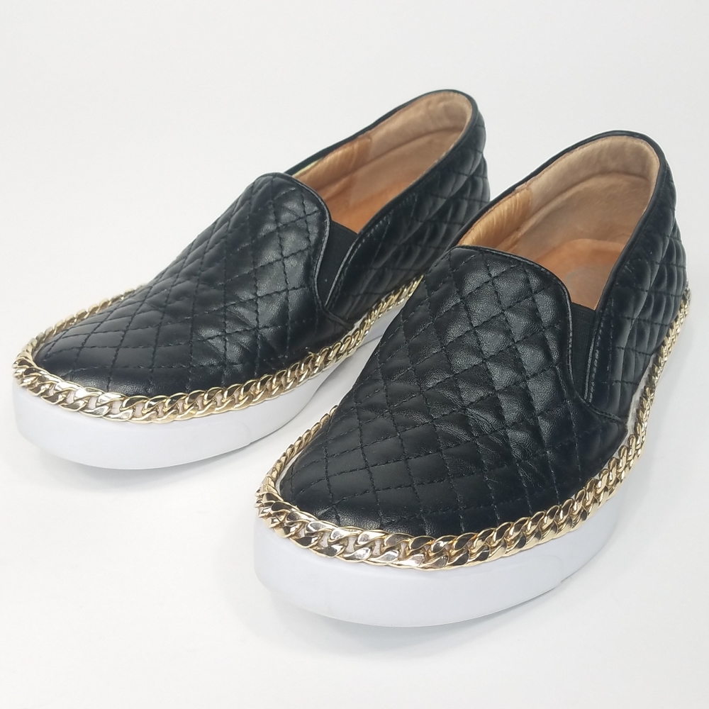 Jeffrey Campbell Alva Chain Sneaker Black Quilted